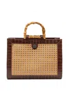 &isla Medium Diana Crocodile-effect Woven Tote Bag In Brown
