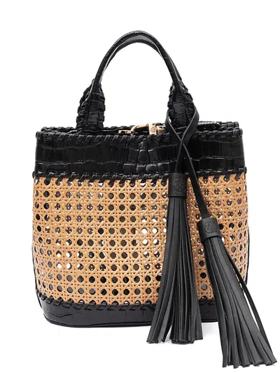 &isla Medium Woven Tassel Tote Bag In Burgundy