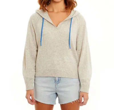&isla Megan Luxe Raglan V-neck Hoodie In Feather In White