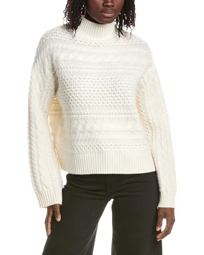 &isla Misha Horizontal Cable Mock Neck Cashmere Sweater In Neutral