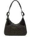&isla Moon Woven Crocodile-effect Shoulder Bag In Black