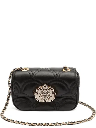 &isla Quilted Appliqué Chain Shoulder Bag In Black