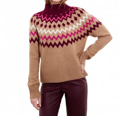 &isla Sara Oversized Fairisle Mock Neck Cashmere Sweater In Neutral