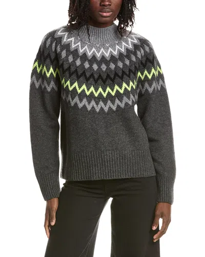 &isla Sara Oversized Fairisle Mock Neck Cashmere Sweater In Gray