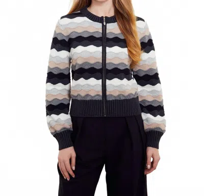&isla Saskia Wave Zipped Bomber Jacket In Black Multi