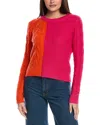 &isla Scarlett Patchwork Cable Cashmere Sweater In Red