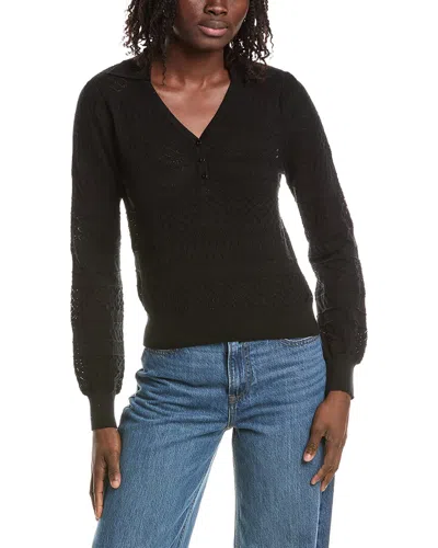 &isla Serena Stitch Polo Neck Sweater In Black