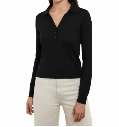 &isla Serena Stitch Polo Neck Top In Black