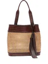 &isla Sextavada Woven Tassel Shoulder Bag In Brown