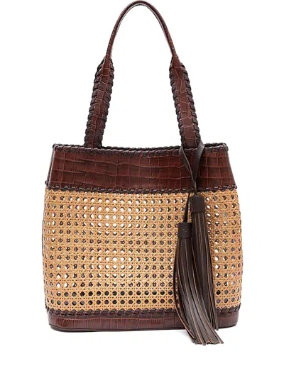 &isla Sextavada Woven Tassel Shoulder Bag In Neutral