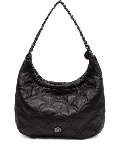 &isla Sirena Cocoon Hobo Quilted Chain Shoulder Bag In Black
