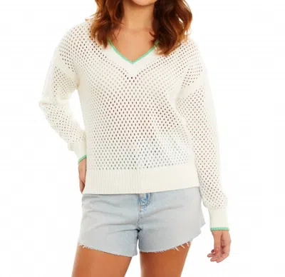 &isla Thalia Mesh V-neck Top In White Mint