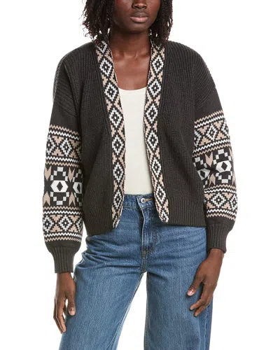 &isla Thea Aztec Edge To Edge Cardigan In Black