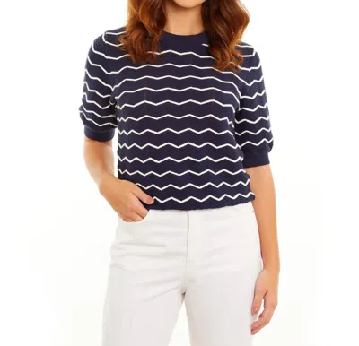&isla Tilda Chevron Stitch Crew Tee In Navy In Blue