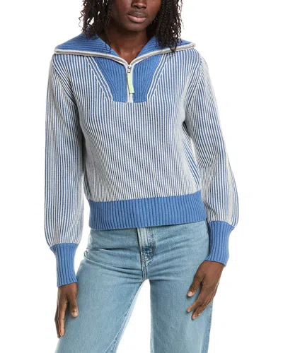 &isla Verity Plaited Rib 1/4-zip Sweater In Blue