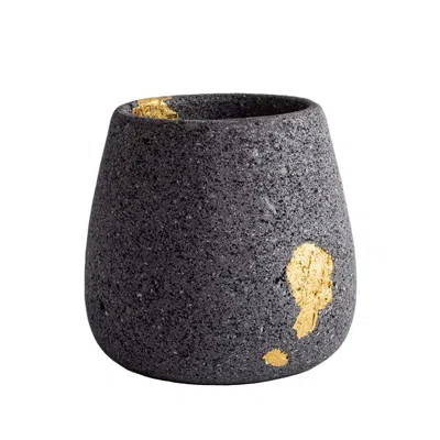 And Jacob Grey Pod Vase - Lava Stone With Gold In Gray