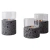 And Jacob Grey Santuario Candle Holder Set - Lava Stone In Gray