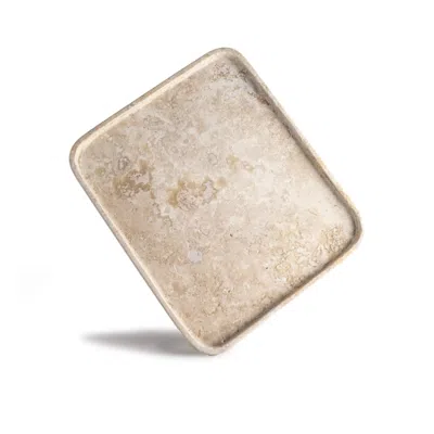 And Jacob Neutrals Less Is More Bathroom Large Tray - Travertine Marble In Black