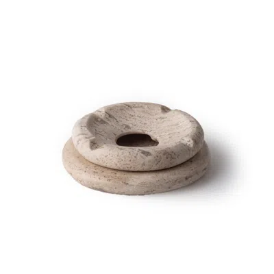 And Jacob Neutrals Pebbles Ashtray Donut - Travertine Marble
