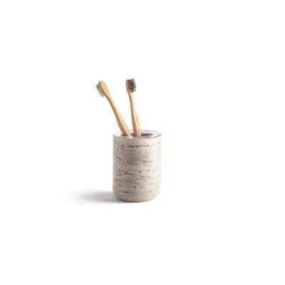 And Jacob Neutrals Toothbrush Holder Less Is More - Travertine Marble
