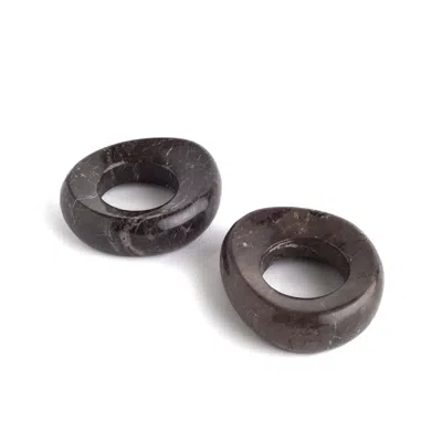 And Jacob Pair Napkin Holder - Black Marble