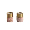And Jacob Rose Gold Brass Candle Holder Marble - Pink
