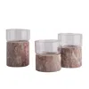 And Jacob Rose Gold Santuario Candle Holder Set - Pink Marble In Multi