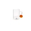 And Jacob Small Glass Coffee Cup With Red Dot Handle In Transparent