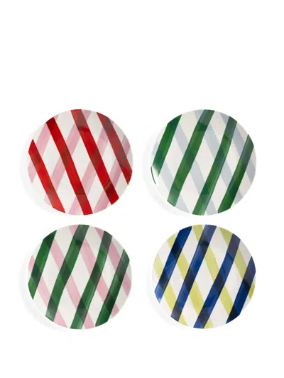 &K AMSTERDAM BLISS DIAGONAL-STRIPE PLATES (SET OF FOUR)