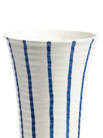 &k Amsterdam Striped Pedestal Vase (19cm X 37.5cm) In White