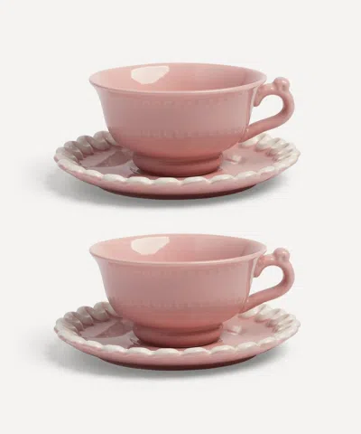 &klevering Whip Pink Cup And Saucer Set Of Two