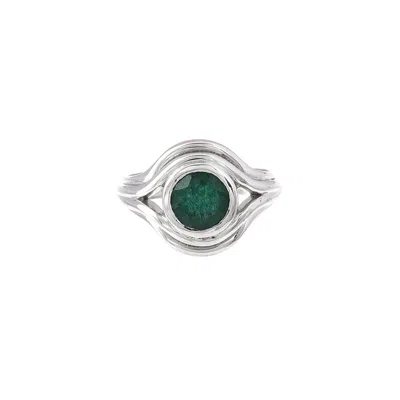 &lottie Men's Green / Silver Parallel Pinky Auventurine Ring