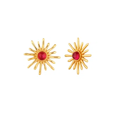 &lottie Women's Gold Arka Pink Tourmaline Stud Earrings