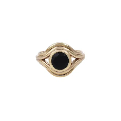 &lottie Women's Gold / Black Parallel Onyx Pinky Ring