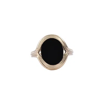 &lottie Women's Gold / Black Parallel Onyx Signet Ring