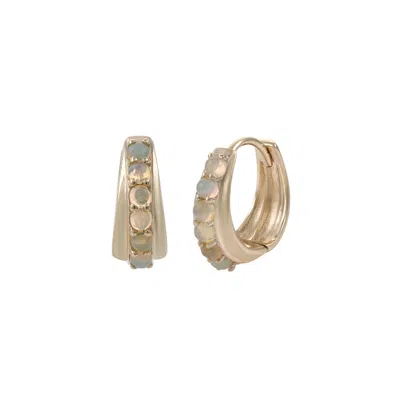 &lottie Women's Gold Doublet Opal Huggie Hoops