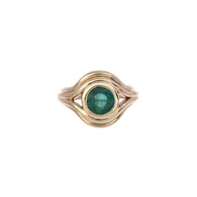 &lottie Women's Gold / Green Parallel Emerald Pinky Ring