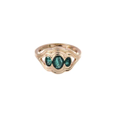 &lottie Women's Gold / Green Trio Emerald Ring