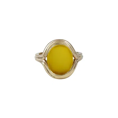 &lottie Women's Gold / Yellow / Orange Parallel Yellow Chalcedony Signet Ring