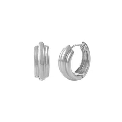 &lottie Women's Parallel Silver Huggie Hoops
