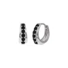 &lottie Women's Silver Doublet Onyx Huggie Hoops