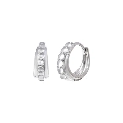 &lottie Women's White / Silver Doublet White Chalcedony Huggie Hoops In Multi