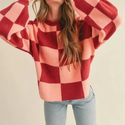&merci Checkered Sweater In Pink