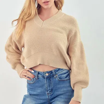 &merci Cropped Ribbed-knit Sweater In Neutral