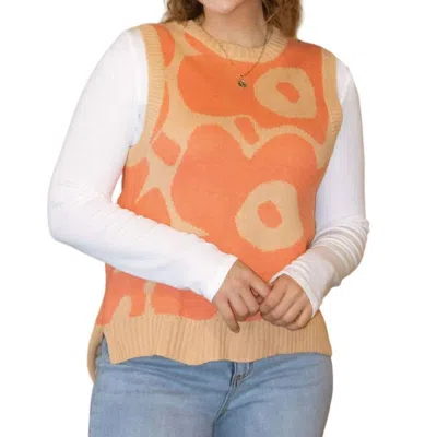 &merci Floral Sweater Vest In Orange