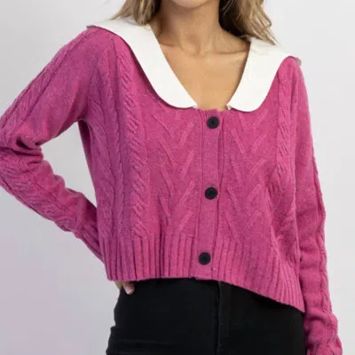 &merci Harper Scalloped Collar Sweater In Pink