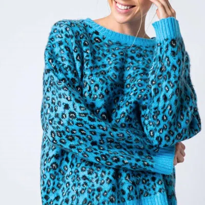 &merci Leopard Mohair Crewneck Sweater In Blue