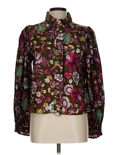 Pre-owned &merci Long Sleeve Blouse In Burgundy
