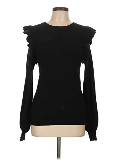 Pre-owned &merci Long Sleeve Top Black Ruffles Neckline Tops