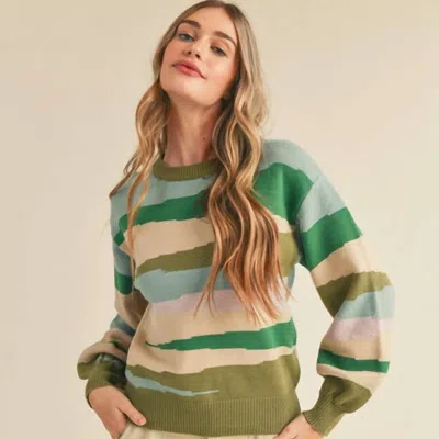 &merci Martha Sweater In Olive Multi In Green